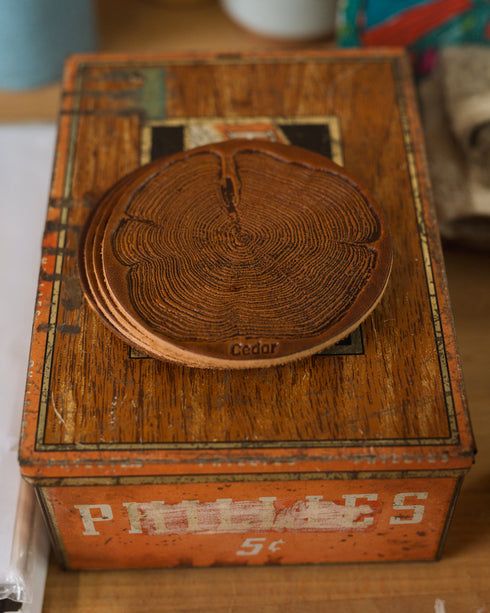 Leather Coasters (Cedar Tree Embossed)